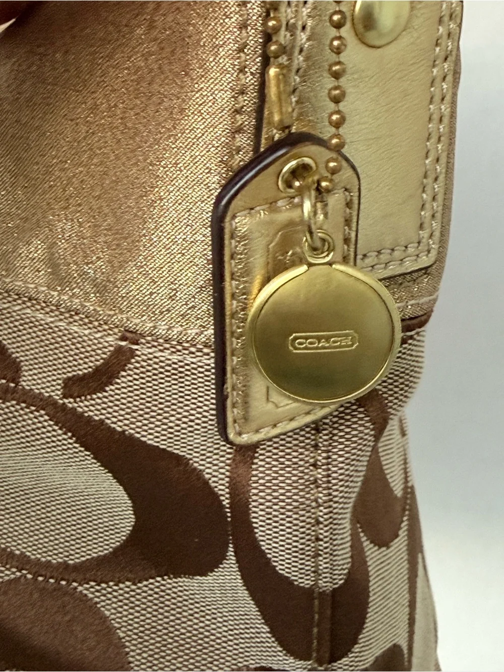 COACH Botanical Garden Handbag Hobo Signature Canvas Floral Applique Gold #12200